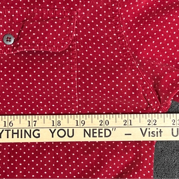 Esprit long sleeve button down red white polka dot corduroy shirt women Sz.Med - Picture 6 of 7